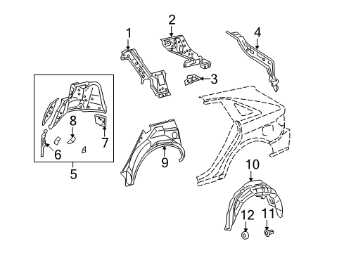 2014 Toyota Venza Inner Structure - Quarter Panel Diagram