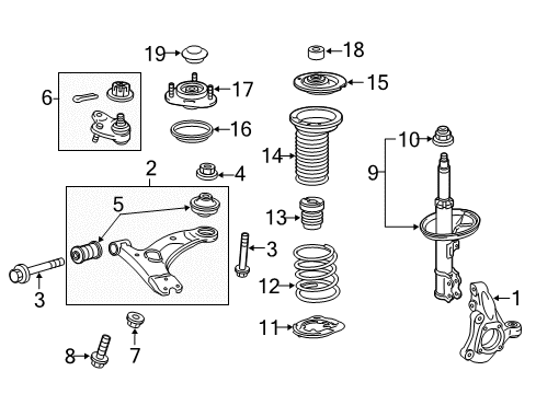 2016 Toyota Prius V Joint Assembly, Lower Ball, Front Passenger Side Diagram for 43330-19275