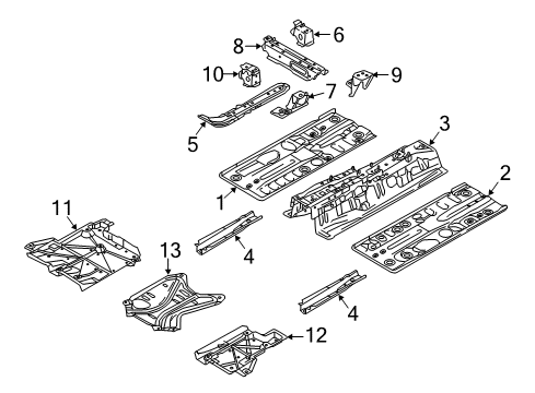 2016 Scion iA Pillars, Rocker & Floor - Floor & Rails Diagram