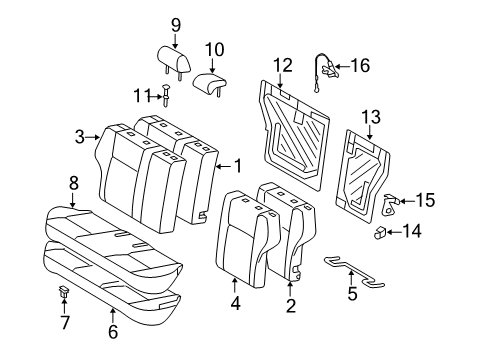 2012 Toyota Corolla Rear Seat Components Diagram 1 - Thumbnail