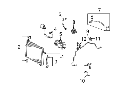 2012 Toyota Matrix A/C Condenser, Compressor & Lines Diagram
