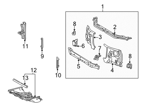 2005 Toyota Sequoia Radiator Support Diagram