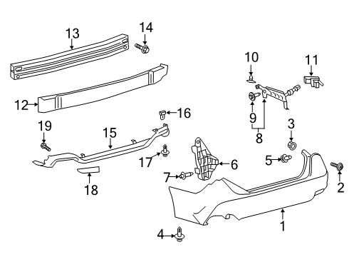 2020 Toyota Avalon Rear Bumper Diagram