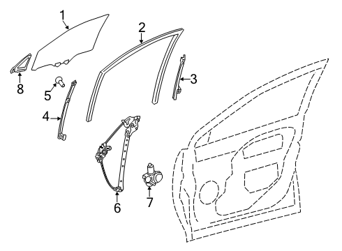 2023 Toyota RAV4 Prime Glass - Front Door Diagram