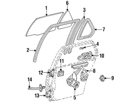 1993 Toyota Tercel Rear Door Glass & Hardware Diagram