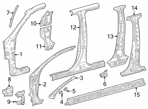 2024 Toyota Sequoia Center Pillar & Rocker, Hinge Pillar Diagram