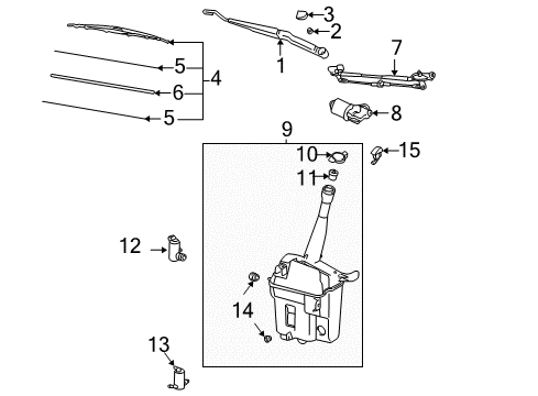 2004 Toyota Matrix Windshield - Wiper & Washer Components Diagram