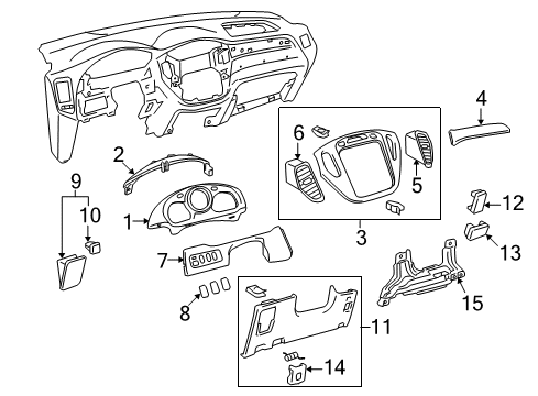 2007 Toyota Highlander Cluster & Switches, Instrument Panel Diagram 6 - Thumbnail