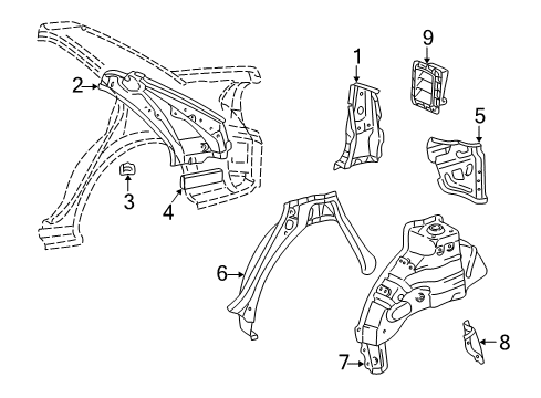1997 Toyota Camry Inner Structure - Quarter Panel Diagram