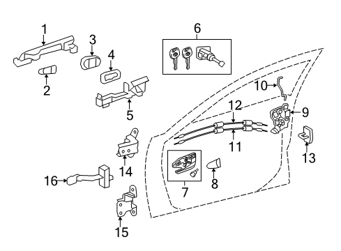2016 Toyota Camry Front Door - Lock & Hardware Diagram 2 - Thumbnail