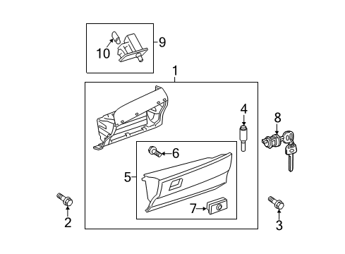 2008 Toyota Camry Glove Box Assembly, Lower Diagram for 55303-06041-E0