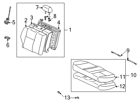 2004 Toyota Corolla Rear Seat Components Diagram 1 - Thumbnail