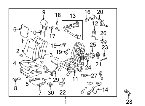 2020 Toyota Sequoia Passenger Seat Components Diagram 1 - Thumbnail