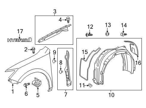 2013 Toyota Camry Fender & Components, Exterior Trim Diagram