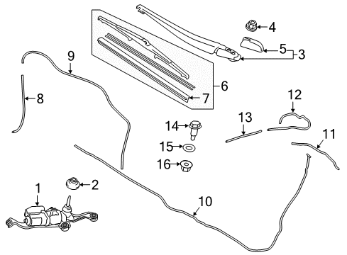 2020 Toyota Prius AWD-e Lift Gate - Wiper & Washer Components Diagram