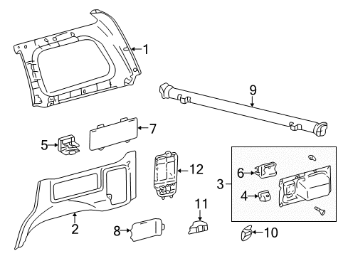2005 Toyota Land Cruiser Interior Trim - Quarter Panels Diagram