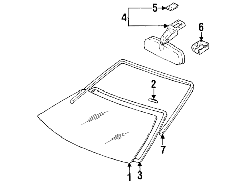 1996 Toyota Paseo Windshield Glass, Reveal Moldings Diagram