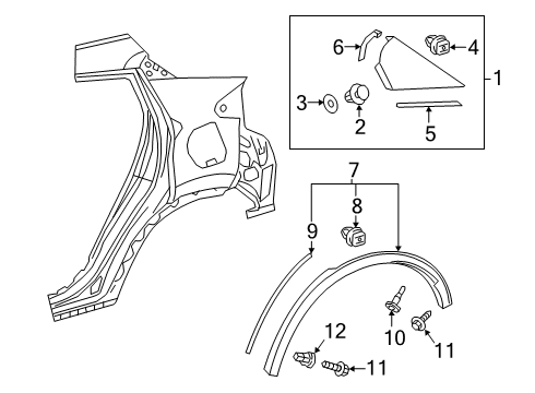 2022 Toyota C-HR Exterior Trim - Quarter Panel Diagram 1 - Thumbnail
