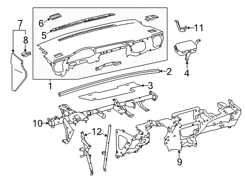 2014 Toyota Corolla Cluster & Switches, Instrument Panel Diagram 1 - Thumbnail