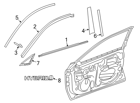 2020 Toyota Avalon Exterior Trim - Front Door Diagram
