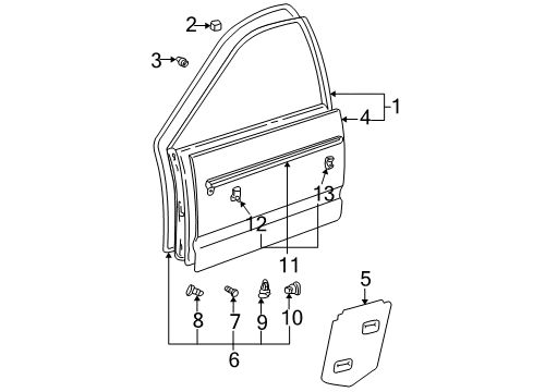 Retainer, Passenger Side(For Front Door Weatherstrip) Diagram for 67868-30040