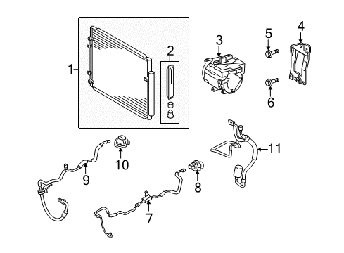 2009 Toyota Highlander A/C Condenser, Compressor & Lines Diagram