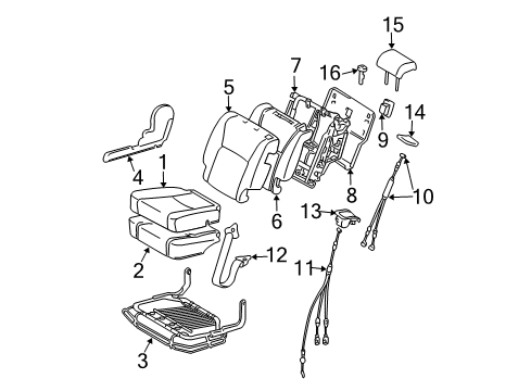 2005 Toyota Highlander Second Row Seats Diagram 1 - Thumbnail
