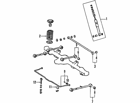 1995 Toyota 4Runner Rear Suspension Components, Lower Control Arm, Upper Control Arm, Stabilizer Bar Diagram