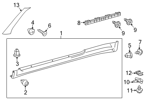 2013 Scion tC Exterior Trim - Pillars, Rocker & Floor Diagram
