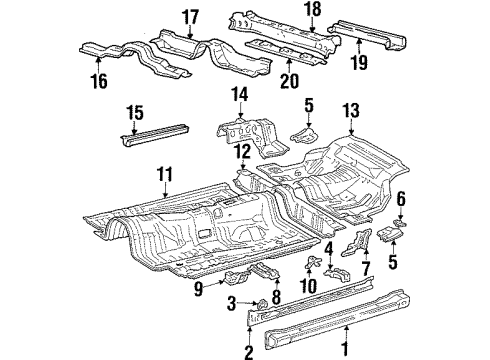 1989 Toyota Supra Floor Pan, Front Diagram for 58212-14020