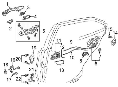 2021 Toyota Highlander Lock Actuator, Passenger Side Diagram for 69050-0E070