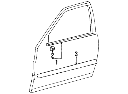 1995 Toyota Tercel Body Side Molding, Black, Outside Driver Side Diagram for 75732-16680-B0