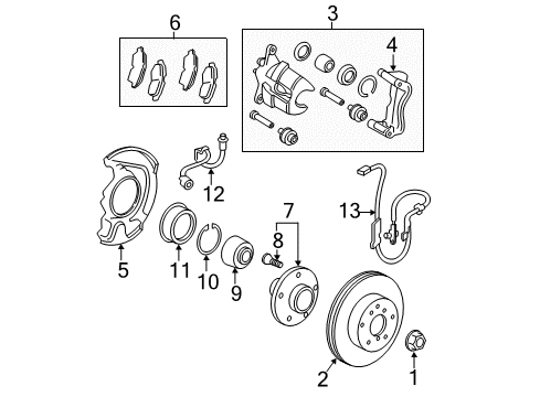 2011 Toyota Camry ABS Sensor, Front Passenger Side Diagram for 89542-33090