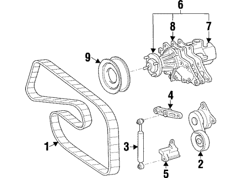 1997 Toyota Supra Water Pump, Belts & Pulleys Diagram