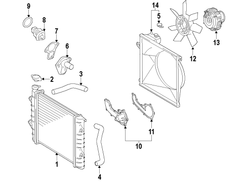 2008 Toyota Tacoma Fan Clutch Diagram for 16210-75100