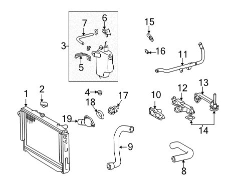 2005 Toyota Sequoia Radiator & Components Diagram