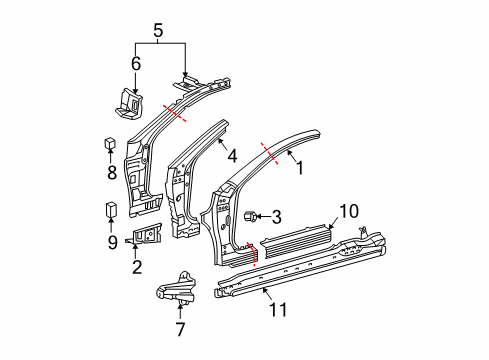 2004 Toyota Solara Hinge Pillar, Rocker Diagram