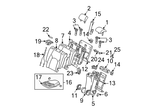 Protector, Rear Seat Back Lock Striker, Passenger Side Diagram for 72618-48010