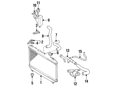 1996 Toyota Paseo Radiator & Components Diagram