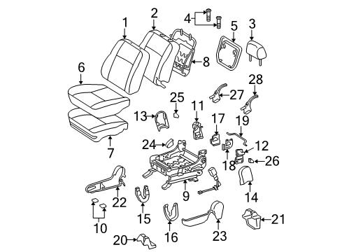 2005 Toyota Matrix Front Seat Components Diagram 4 - Thumbnail
