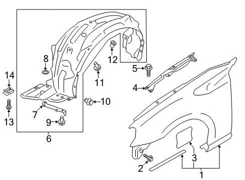 2019 Toyota 86 Fender, Front Passenger Side Diagram for SU003-01390