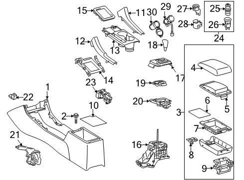 2009 Scion tC Center Console Diagram