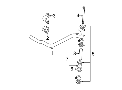 2000 Toyota Tacoma Stabilizer Bar & Components - Front Diagram 3 - Thumbnail