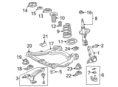 2014 Toyota Venza Front Suspension Components, Lower Control Arm, Stabilizer Bar Diagram