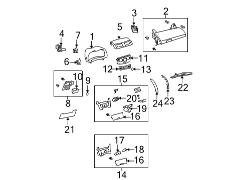 2013 Toyota Corolla Cluster & Switches, Instrument Panel Diagram 4 - Thumbnail