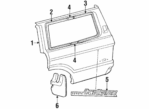 1986 Toyota Land Cruiser Quarter Panel Glass, Outer Components, Exterior Trim Diagram