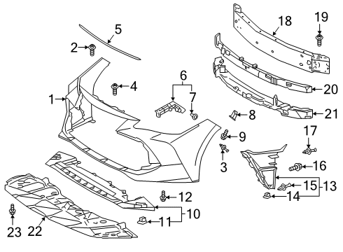 2020 Toyota Avalon Front Bumper Diagram