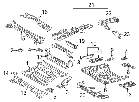2023 Toyota RAV4 Prime Rear Floor & Rails Diagram