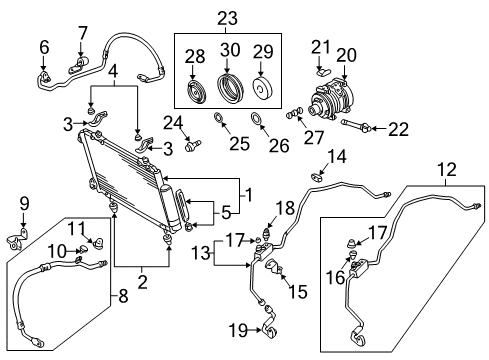 2004 Toyota Celica A/C Condenser, Compressor & Lines Diagram