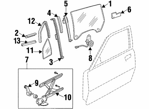 1997 Toyota Paseo Window Motor, Front Passenger Side Diagram for 85710-16100